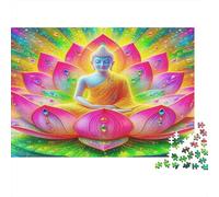 Puzzle di Statua del Buddha da 1000 Pezzi per Donne e Uomini - Piccolo Buddha, Loto, Bagliore - Rompicapo Impossibile e Difficile | Attività in Casa 70x50cm