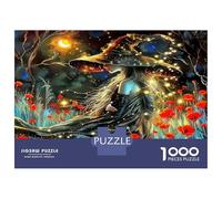 Puzzle di Strega 1000 Pezzi Carta Riciclata Strega che Cammina per Campo di Papaveri Rossi per Adulti Gioco Relaxante Divertente Sfidante Decorazione Parete Regalo 70x50cm