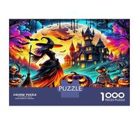 Puzzle di Strega 1000 Pezzi Carta Riciclata Strega con Gatto Nero in Castello Incantato per Adulti e Bambini Regalo Divertente Attività Casa Gioco Famiglia Sfidante 70x50cm