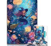 Puzzle di strega sottomarina per adulti e adolescenti, puzzle, giocattoli, giochi educativi, decorazioni murali antistress (38x26cm)