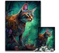 Puzzle di stregoneria del gatto della savana per adulti,puzzle impossibili da 1000 pezzi per adulti,sfida mentale,regalo perfetto per adolescenti e arredamento per la casa 26X38CM/10,23x14,96 pollici
