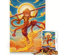 Puzzle di Sun Wukong per adulti da 1000 pezzi, gioco per esercitare la mente, svago leggero, design da assemblare, regalo stagionale 50x75cm