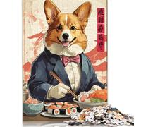 Puzzle di sushi Corgi, difficile, difficile, 100% in cartone riciclato, per donne e uomini, regalo per la festa del papà, 1000 pezzi (26x38 cm)