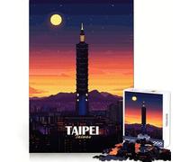 Puzzle di Taipei, Taiwan, al tramonto, per ragazzi, 1000 pezzi, esercizio mentale, svago rilassante, taglio di precisione, ottimo regalo (38x52cm)