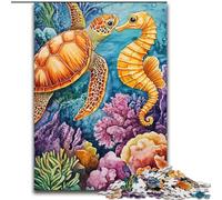 Puzzle di tartarughe e cavallucci marini per adolescenti,puzzle da 1000 pezzi per ragazzi,per ammazzare il tempo durante le vacanze Ogni pezzo è unico Gioco divertente e stimolante per tutta