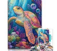 Puzzle di tartarughe marine per adolescenti, aiuta il cervello a esercitare giocattoli avvincenti per coltivare la pazienza Un'opera d'arte 38x26cm