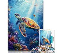 Puzzle di tartarughe marine per adulti e adolescenti, per ammazzare il tempo durante le vacanze, con pezzi completamente interconnessi e di forma casuale (50x75cm)