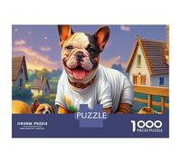 Puzzle di Terrier di Boston da 1000 Pezzi, Bulldog Francese in Ambientazione di Fattoria Allegra, per Adulti e Bambini, Gioco Divertente e Stimolante Antistress, Decorazione da Parete, 70x50cm