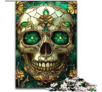 Puzzle di teschi in vetro colorato per adulti e adolescenti, giocattoli per l'intrattenimento della famiglia, ideali come regalo per tutta la famiglia (50x75cm)
