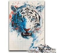 Puzzle di tigre ad acquerello da 1000 pezzi per adolescenti, giocattoli avvincenti che stimolano l'intelligenza cerebrale, regali di compleanno per bambini dai 14 anni in su, 50x75cm