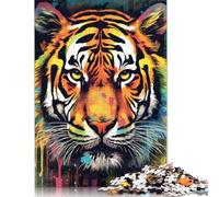Puzzle di tigre ad acquerello per adulti, giocattolo rilassante per sfidare le donne, per bambini dai 12 anni in su, 1000 pezzi (75x50 cm)