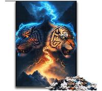Puzzle di tigre di ghiaccio e fuoco per adolescenti, antistress, per ammazzare il tempo in casa, per migliorare l'amore tra coppie (70x100cm)