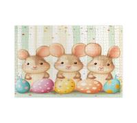 Puzzle di topi pasquali primaverili per adulti, 1000 pezzi, simpatici puzzle in legno con uova divertenti, strane decorazioni stampate stravaganti per intrattenimento creativo