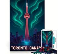 Puzzle di Toronto, Canada, con paesaggio urbano al neon, 1000 pezzi, per ragazzi, gioco di abilità mentale, divertimento casual, design, assemblaggio, regalo elegante 50x75cm