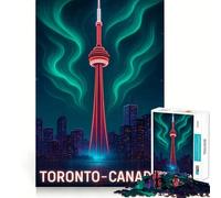 Puzzle di Toronto, Canada, paesaggio urbano al neon, 1000 pezzi per adolescenti, rafforza la memoria, tranquillo, calma, qualità, bordo, regalo di Babbo Natale 38x26cm