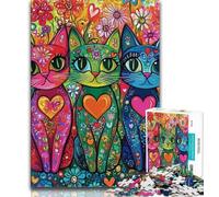 Puzzle di tre adorabili gatti per adulti e adolescenti, 1000 pezzi, aiuta il cervello a esercitare i giocattoli avvincenti per coltivare la pazienza e l'interazione genitore-figlio, 38x26cm