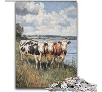 Puzzle di tre mucche per adulti da 2000 pezzi, aiuta il cervello a esercitare i giocattoli avvincenti per coltivare la pazienza, decorazione perfetta (70x100cm)