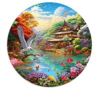 Puzzle di uccelli e fiori 1000 pezzi paesaggio rotondo puzzle gioco casual decorazione della parete per giochi di attività familiari 1000 pezzi (67,5 x 67,5 cm)