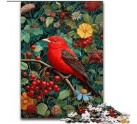 Puzzle di uccelli e fiori rossi per adulti e adolescenti, 1000 pezzi, adatti dai 14 anni in su, idee regalo per migliorare la memoria (50x75cm)