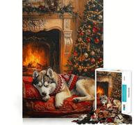 Puzzle di un cane Husky addormentato per adolescenti, 1000 pezzi, gioco di logica e antistress, taglio preciso, regalo di Babbo Natale 50x75cm