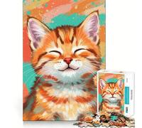 Puzzle di un gatto soriano arancione sorridente da 1000 pezzi per adolescenti gioco che stimola la logica e favorisce il gioco rilassante con bordi di alta qualità e illustrazioni da collezione