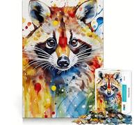 Puzzle di un procione dipinto ad acquerello,1000 pezzi,gioco creativo per sviluppare le capacità cognitive,componenti robusti e ben definiti,ideale da portare in viaggio,gioco per allenare la mente