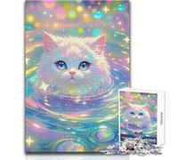 Puzzle di un simpatico gatto nell'acqua per adolescenti, 1000 pezzi, gioco educativo per la concentrazione mentale, idea regalo speciale commovente, dimensioni 38x26cm