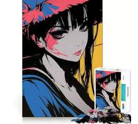 Puzzle di una ragazza anime con abiti rosa e blu,1000 pezzi,divertente e stimolante per la mente Componenti robusti e ben rifiniti Un passatempo avvincente per rilassarsi in casa (50x75cm)