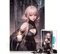 Puzzle di una ragazza anime con candela in un vicolo,1000 pezzi,per adolescenti,gioco che migliora le capacità cognitive,pezzi di dimensioni uniformi e precisi,attività divertente per tutta