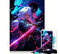 Puzzle di una ragazza anime con drago e spada per adolescenti,1000 pezzi,gioco che migliora le capacità cognitive,pezzi di dimensioni uniformi e precisi,attività divertente per tutta la famiglia