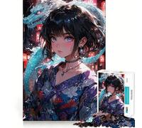 Puzzle di una ragazza anime con drago per adolescenti,1000 pezzi,divertente e stimolante per la mente,con componenti robusti e ben definiti,un'attività di gruppo emozionante (50x75cm)
