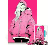 Puzzle di una ragazza anime con giacca rosa per adolescenti,1000 pezzi,gioco che migliora le capacità cognitive,dimensioni uniformi,pezzi precisi,divertimento in famiglia,attività serale (38x52cm)