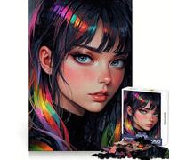 Puzzle di una ragazza anime con i capelli arcobaleno per adolescenti, 1000 pezzi, stimolante per la mente, rilassante e di alta qualità, regalo perfetto (38x26cm)