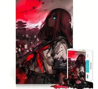 Puzzle di una ragazza anime con luna di sangue per adolescenti,1000 pezzi,divertente e stimolante per la mente,con componenti robusti e ben definiti Attività di gruppo emozionante (38x52cm)