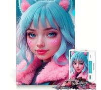 Puzzle di una ragazza anime con orecchie da gatto per adolescenti,1000 pezzi,divertente gioco di memoria,superficie liscia e senza sbavature,regalo di compleanno,rompicapo (50x75cm)