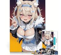 Puzzle di una ragazza anime con orecchie e zanne da gatto per adolescenti,1000 pezzi,gioco stimolante per la mente,montaggio sicuro e attività di gruppo per i propri cari (50x75cm)