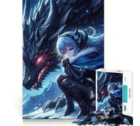 Puzzle di una ragazza anime con un drago come compagno,1000 pezzi,divertente e stimolante per la mente,con componenti robusti e ben definiti Attività di gruppo emozionante (38x26cm)