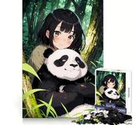 Puzzle di una ragazza anime con un panda per adulti, 1000 pezzi, esercizio intelligente, divertimento leggero, bordi precisi, regalo per le vacanze (38x52cm)
