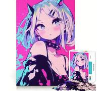 Puzzle di una ragazza anime dagli occhi azzurri per adolescenti,1000 pezzi,gioco stimolante per la mente,montaggio sicuro e attività di condivisione per i propri cari (50x75cm)