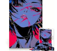 Puzzle di una ragazza anime dipinta di rosa e blu, 1000 pezzi, stimolante per la mente, ideale per le vacanze (50x75cm)