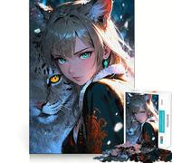 Puzzle di una ragazza anime e una lince per adolescenti,1000 pezzi,gioco che migliora le capacità cognitive,pezzi di dimensioni uniformi e precisi,attività divertente per tutta la famiglia (38x26cm)