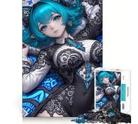 Puzzle di una ragazza anime fantasy con i capelli blu,1000 pezzi,per adolescenti,gioco che migliora le capacità cognitive,dimensioni uniformi,pezzi precisi,divertimento in famiglia,attività serale