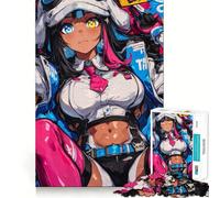 Puzzle di una ragazza anime in bianco e blu,1000 pezzi,gioco di costruzione che mette alla prova la concentrazione,montaggio sicuro e preciso,divertimento in casa durante le vacanze (38x26cm)