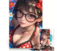 Puzzle di una ragazza anime in bikini in piscina,1000 pezzi,divertente e stimolante per la mente Componenti robusti e ben definiti Un passatempo avvincente per rilassarsi in casa (38x26cm)