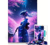 Puzzle di una ragazza anime in kimono con spada,1000 pezzi,per adolescenti,gioco che migliora le capacità cognitive,dimensioni uniformi,pezzi precisi,divertimento in famiglia,attività serale (50x75cm)