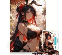 Puzzle di una ragazza anime in rosso e nero per adolescenti,1000 pezzi,divertente gioco di memoria,superficie liscia e senza sbavature,regalo di compleanno,rompicapo (50x75cm)