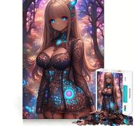 Puzzle di una ragazza anime nella foresta per adulti,1000 pezzi,gioco di memoria,montaggio sicuro e stabile,gioco significativo per costruire connessioni (50x75cm)