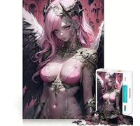 Puzzle di una ragazza anime rosa sexy per adolescenti, 1000 pezzi, gioco di logica, divertimento al chiuso, bordi precisi, pezzo da collezione 38x52cm