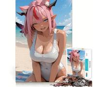 Puzzle di una ragazza anime sulla spiaggia,1000 pezzi,gioco di costruzione Focus,incastro perfetto,attività gratificante per le giornate di pioggia (50x75cm)
