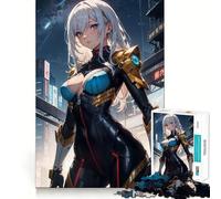 Puzzle di una ragazza cyberpunk anime da 1000 pezzi,gioco di costruzione Focus Zero Gap,incastro perfetto,attività gratificante per le giornate di pioggia (50x75cm)